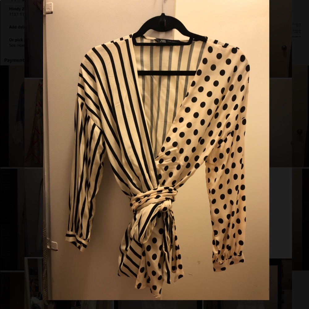New Zara wrap blouse; tags are